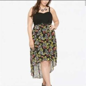 Torrid Black Skull & Floral High Low Dress